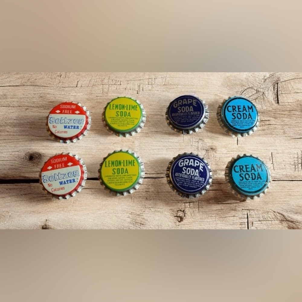Vintage Soda Bottle Caps Button Covers - 8 Total
